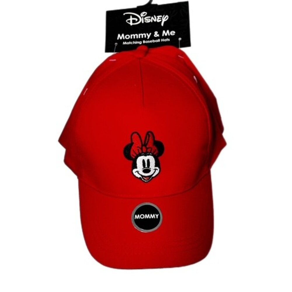 Disney 2 Pack Mommy & Me Matching Minnie Minnie Mouse Baseball Hats Red NWT